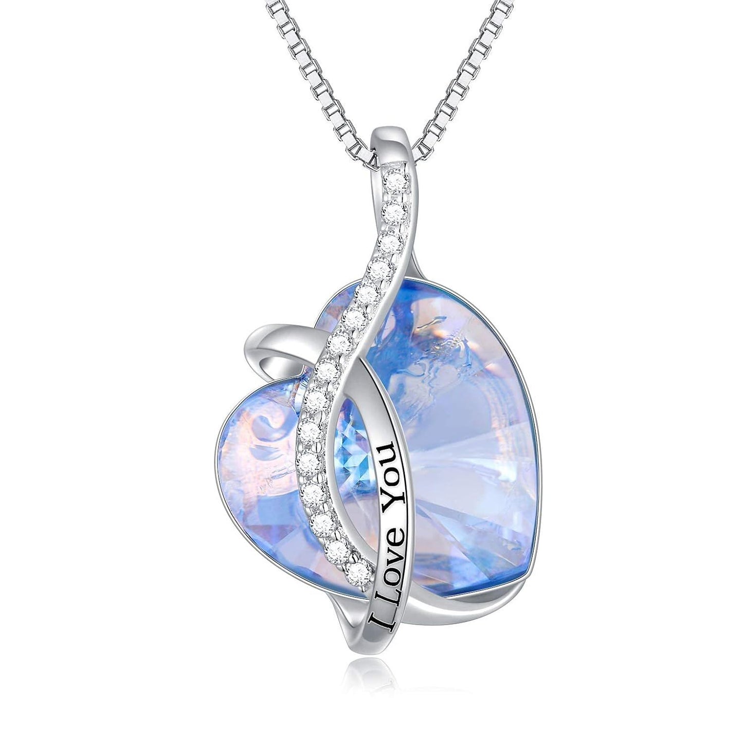 925 Silver Austrian Crystal 12 Birthstone Heart Necklace