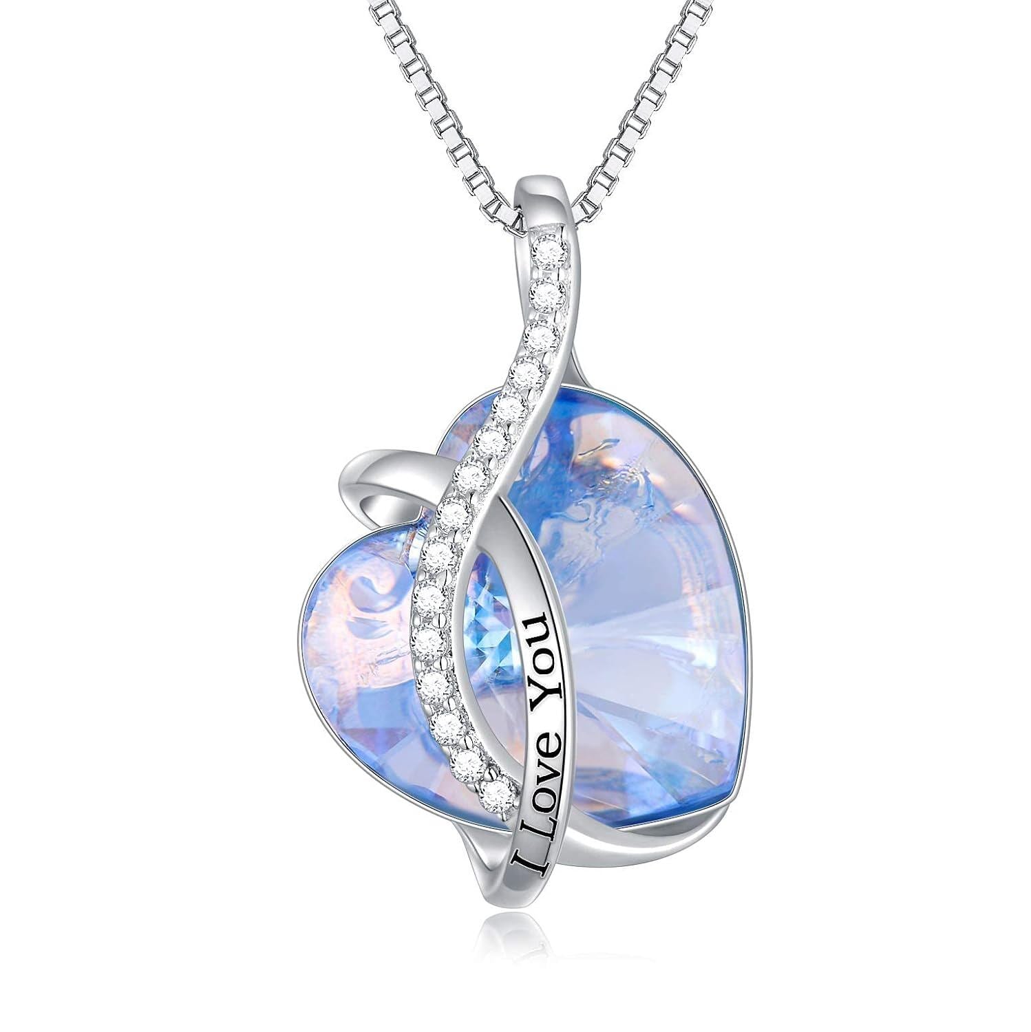 925 Silver Austrian Crystal 12 Birthstone Heart Necklace