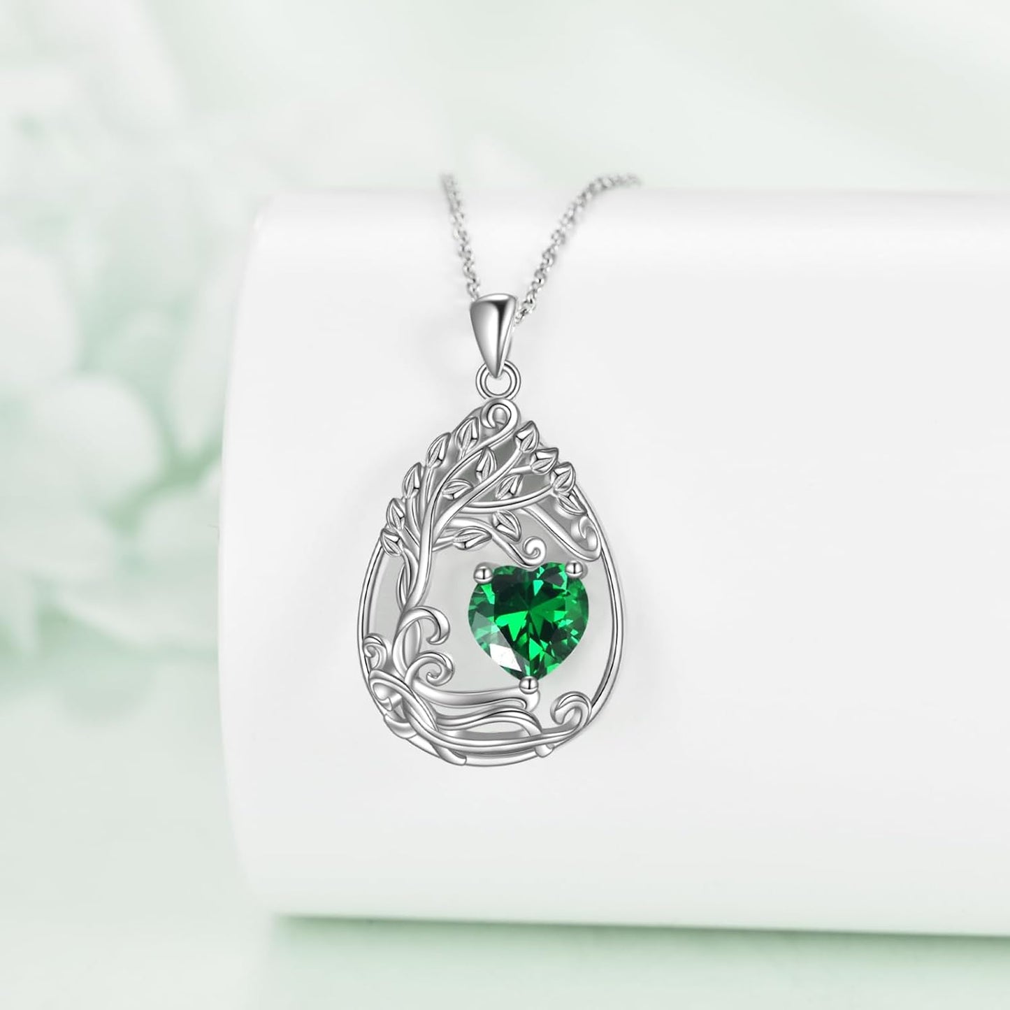 925 Silver Gold Plated Gemstone Tree Life Pendant Necklace