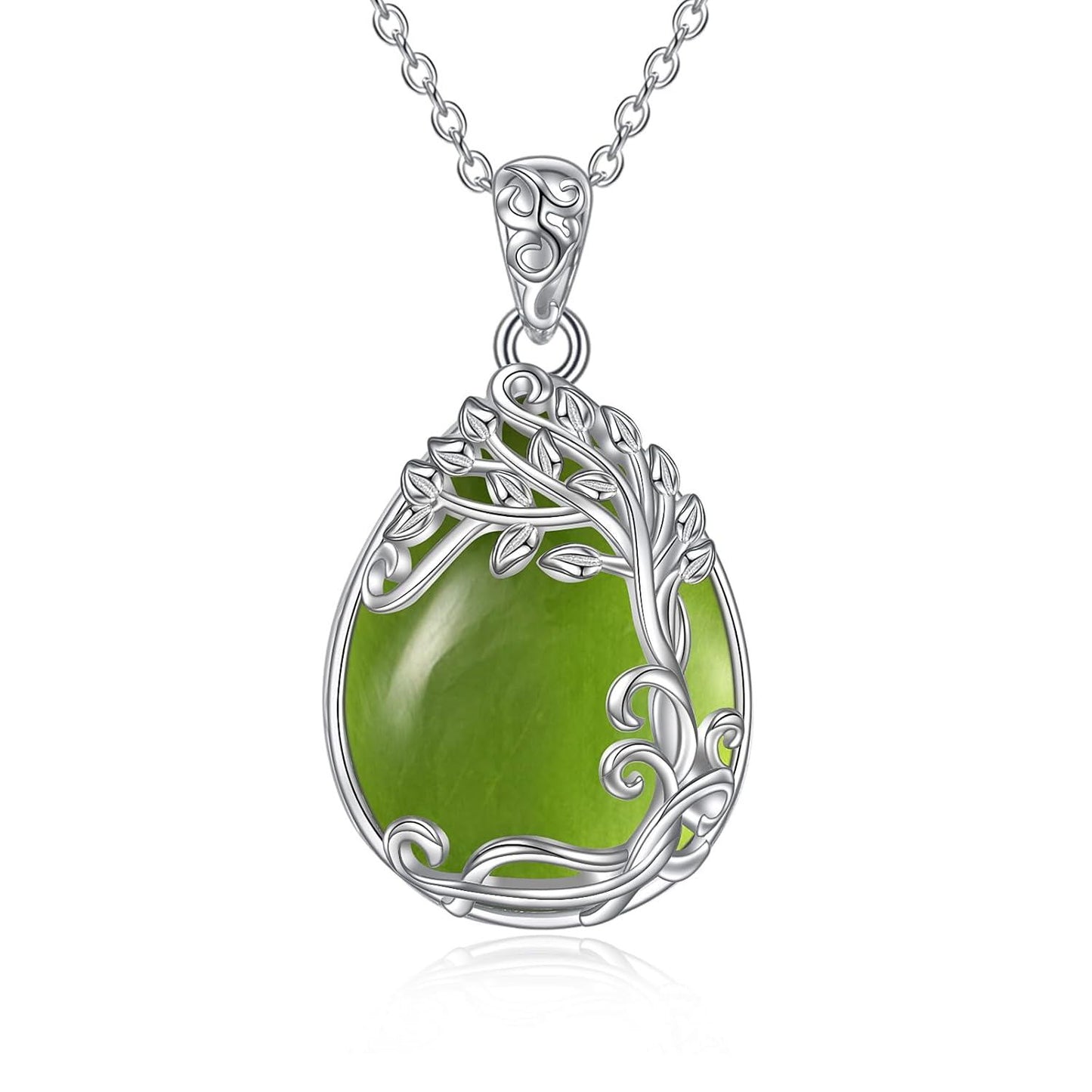 925 Sterling Silver Filigree Teardrop Pendant Necklace for Women