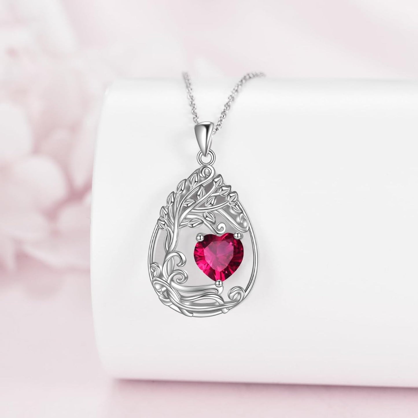 925 Silver Gold Plated Gemstone Tree Life Pendant Necklace