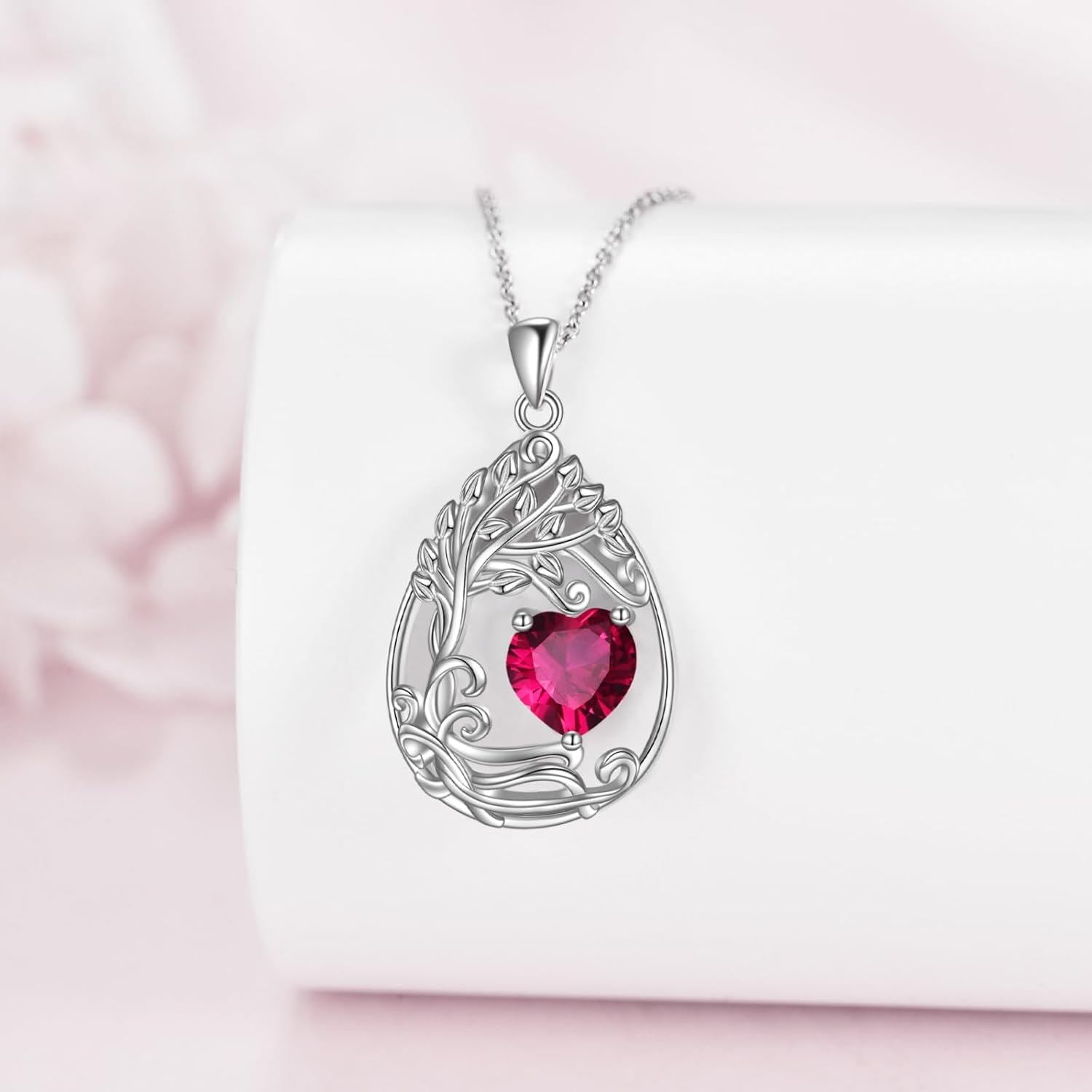 925 Silver Gold Plated Gemstone Tree Life Pendant Necklace