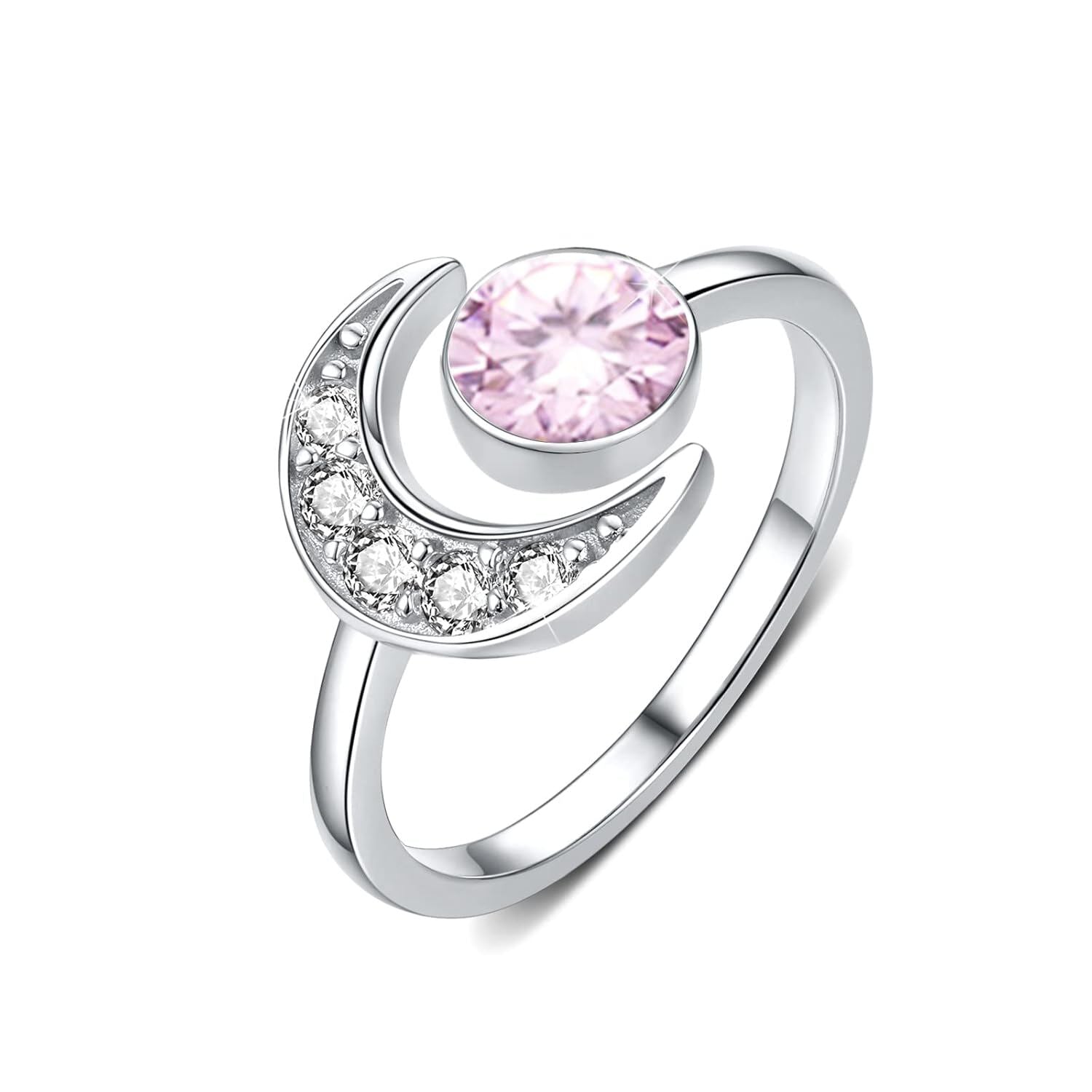925 Silver Moonstone Birthstone Adjustable Open Ring Women
