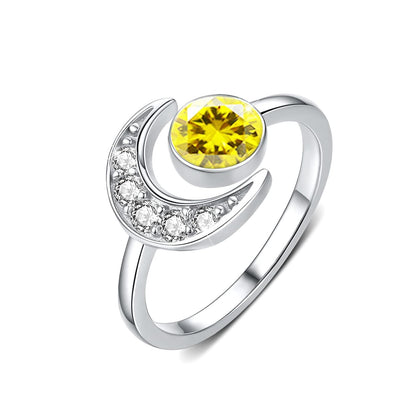 925 Silver Moonstone Birthstone Adjustable Open Ring Women