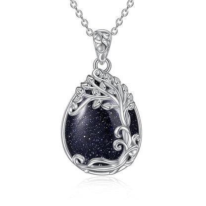 925 Sterling Silver Filigree Teardrop Pendant Necklace for Women