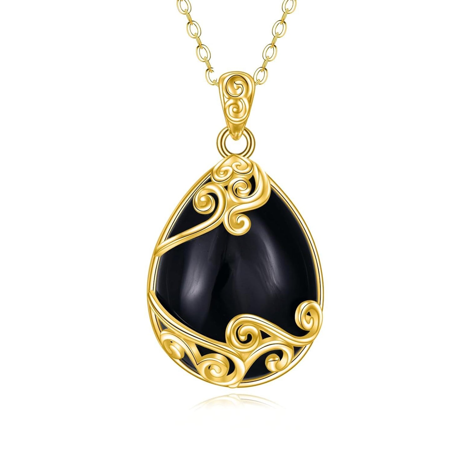 925 Sterling Silver Filigree Teardrop Pendant Necklace for Women