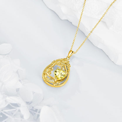 925 Silver Gold Plated Gemstone Tree Life Pendant Necklace