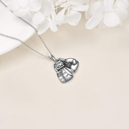 925 Silver Boxing Glove Pendant Necklace Men Women