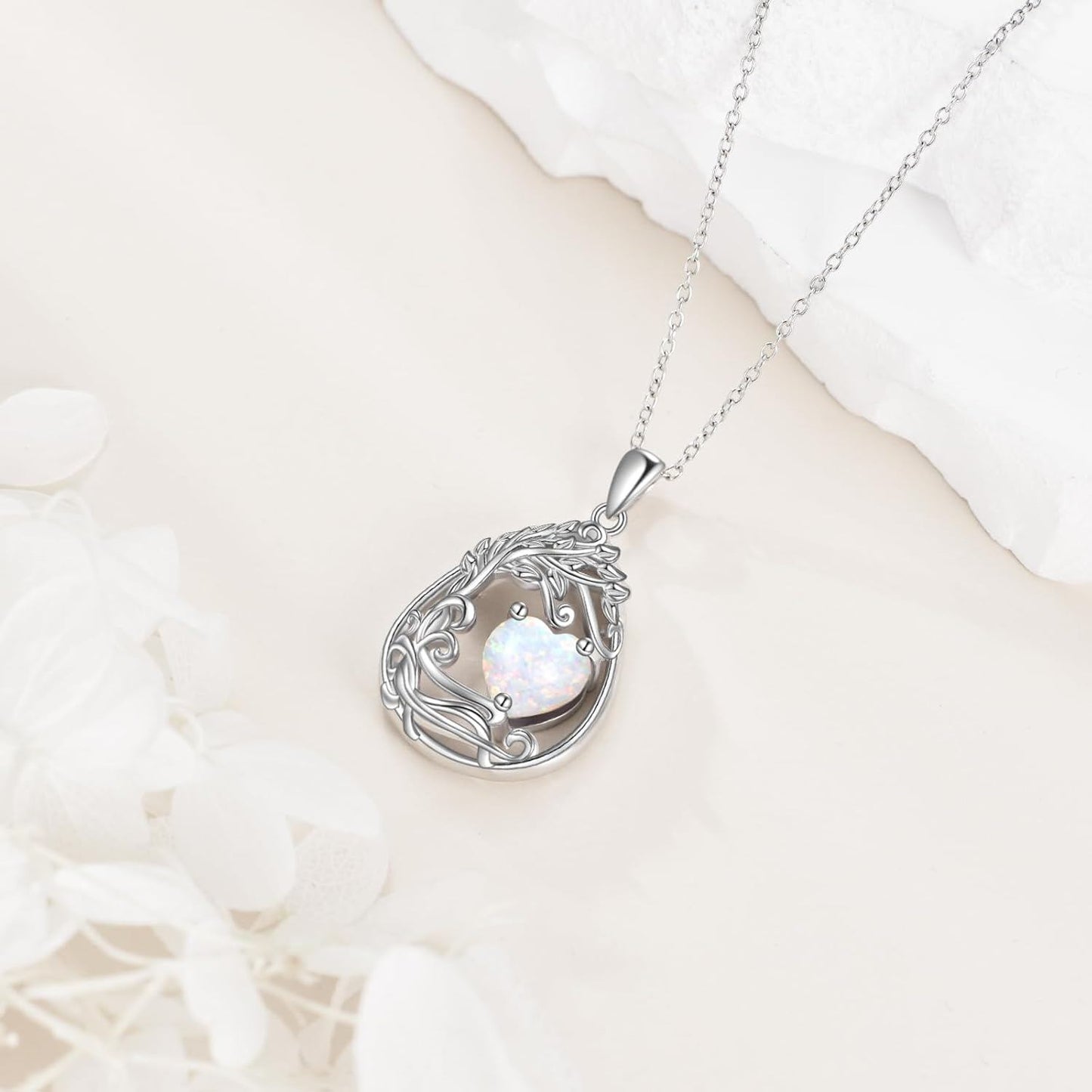 925 Silver Gold Plated Gemstone Tree Life Pendant Necklace