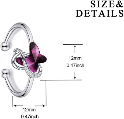 925 Sterling Silver Crystal Butterfly  Ring