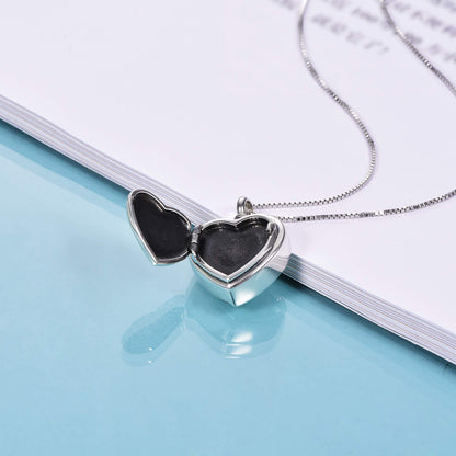 925 Silver Heart Memorial Photo Holder Pendant Necklace