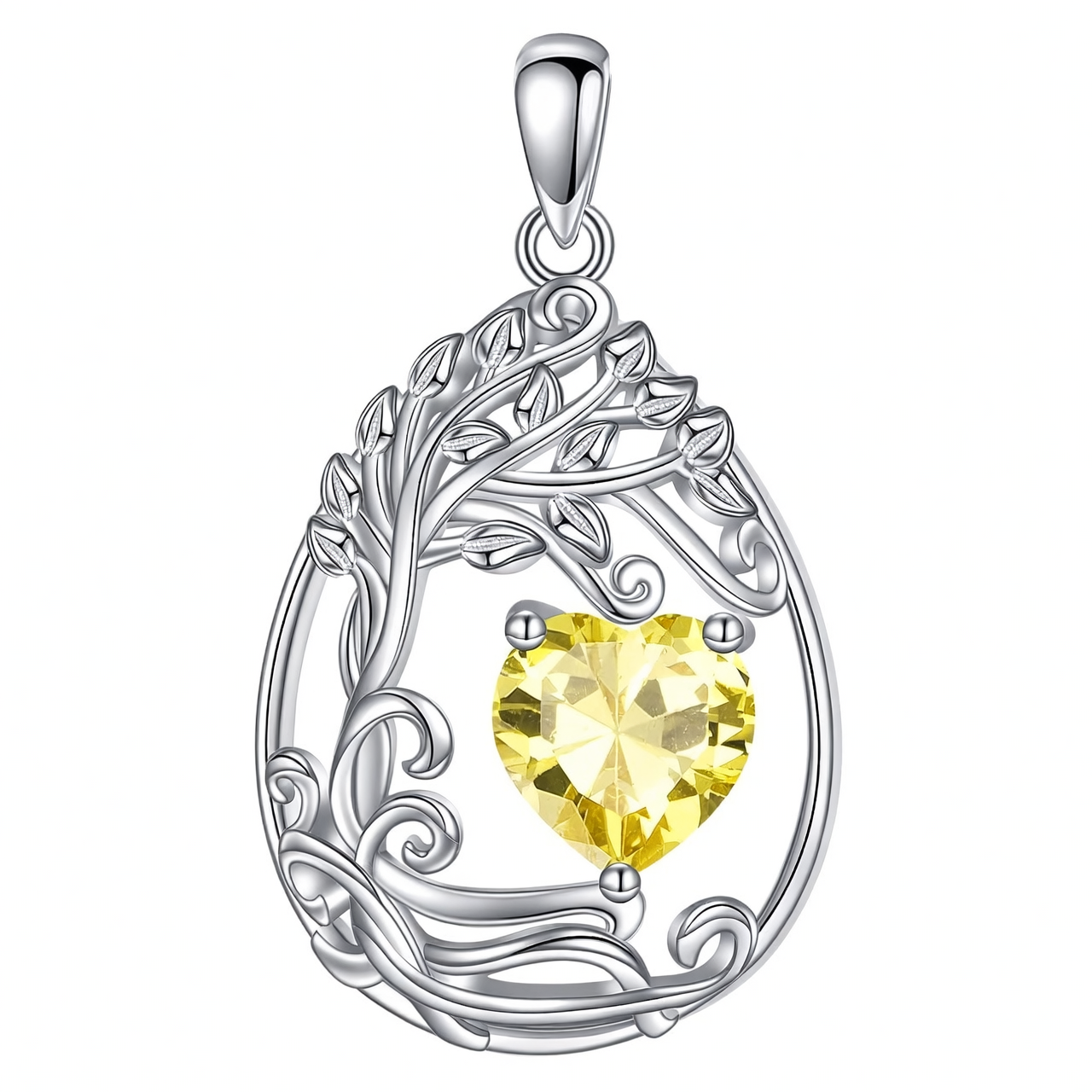 925 Silver Gold Plated Gemstone Tree Life Pendant Necklace