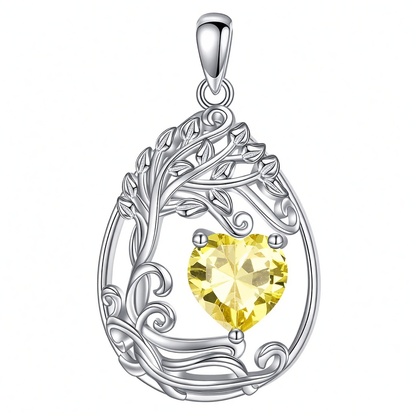925 Silver Gold Plated Gemstone Tree Life Pendant Necklace