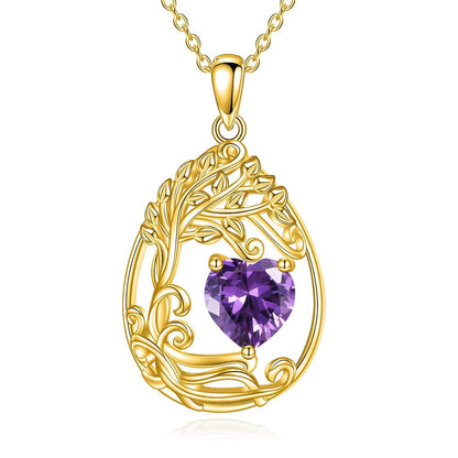 925 Silver Gold Plated Gemstone Tree Life Pendant Necklace