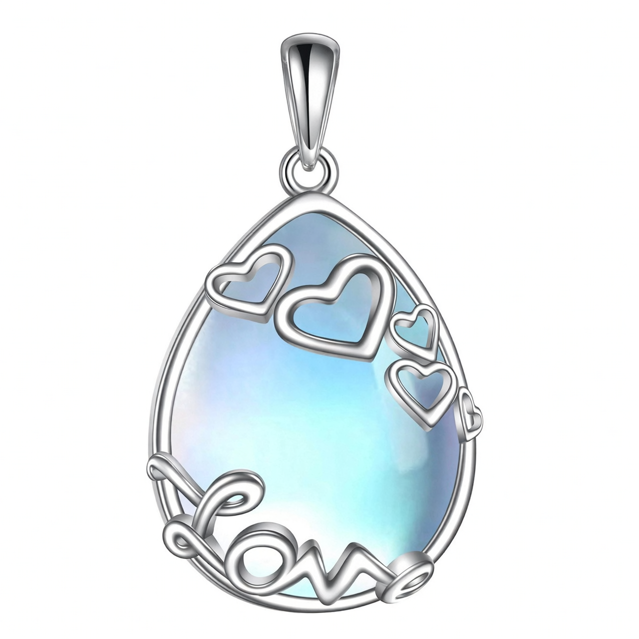 925 Sterling Silver Filigree Teardrop Pendant Necklace for Women