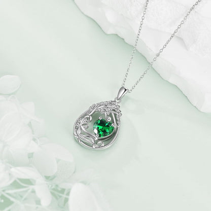 925 Silver Gold Plated Gemstone Tree Life Pendant Necklace