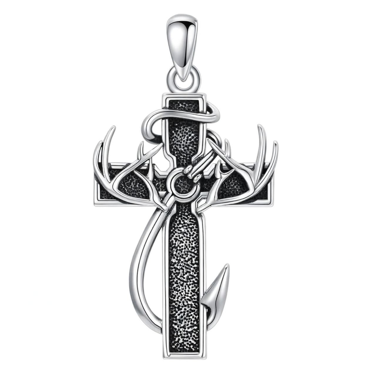 925 Silver Cross Antlers Anchor Cremation Keepsake Necklace