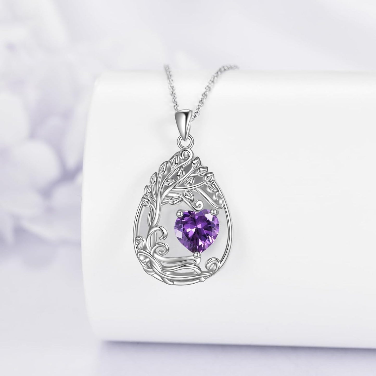 925 Silver Gold Plated Gemstone Tree Life Pendant Necklace