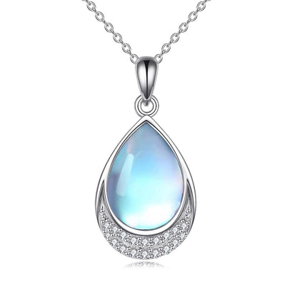 925 Sterling Silver Filigree Teardrop Pendant Necklace for Women