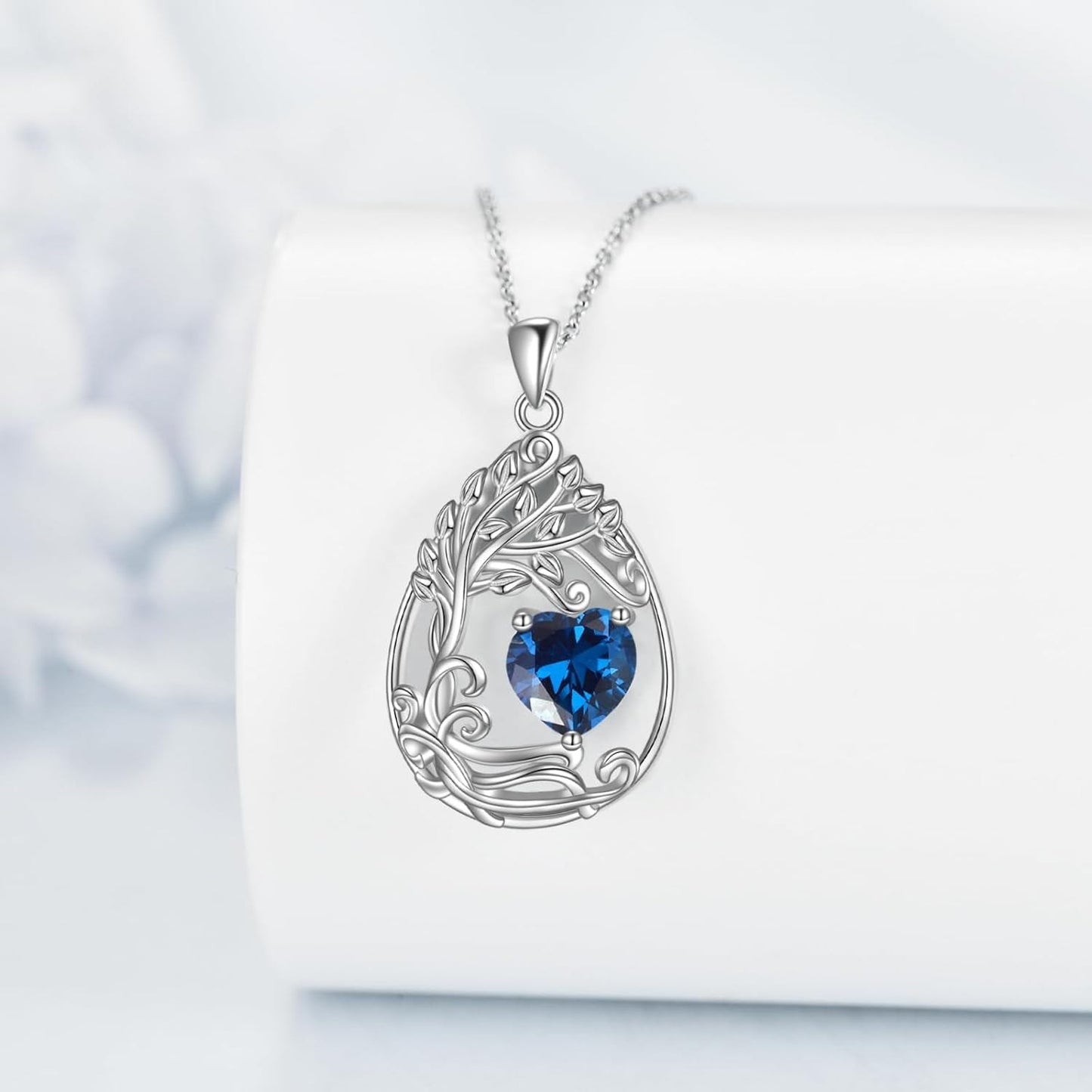 925 Silver Gold Plated Gemstone Tree Life Pendant Necklace