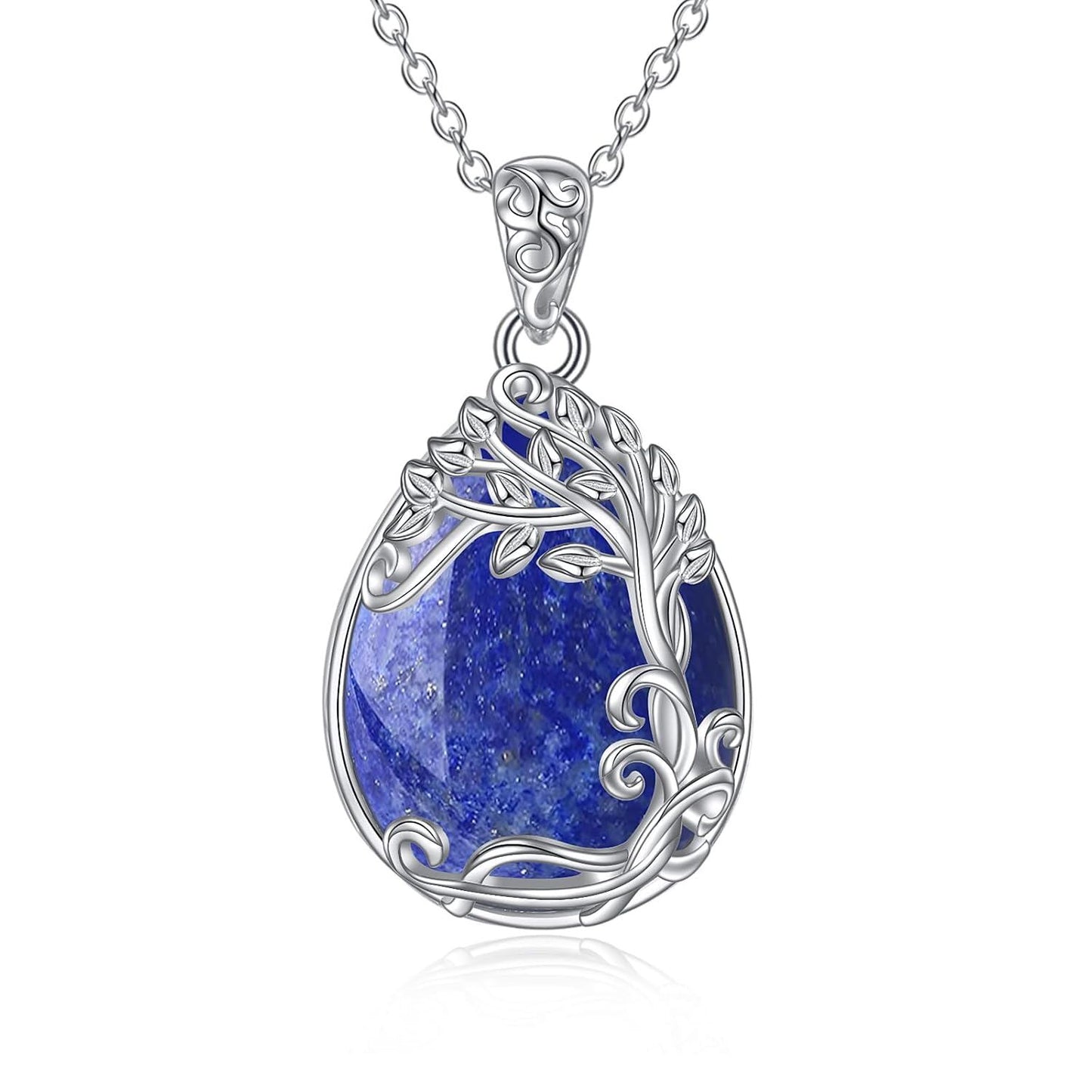 925 Sterling Silver Filigree Teardrop Pendant Necklace for Women