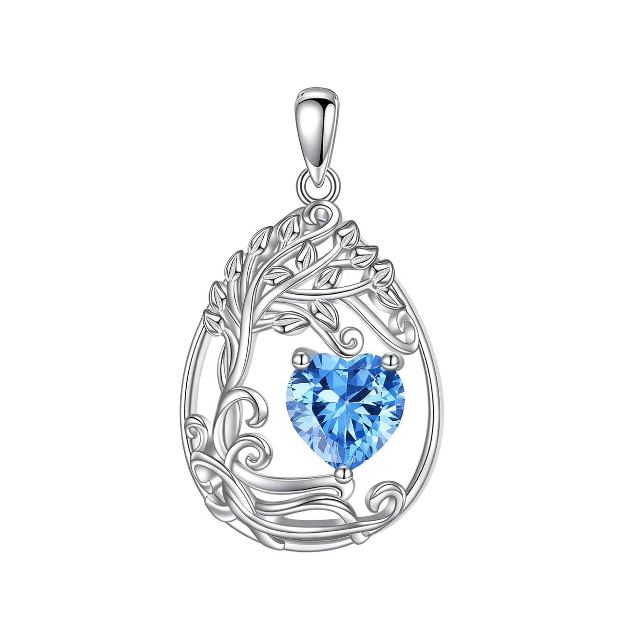 925 Silver Gold Plated Gemstone Tree Life Pendant Necklace