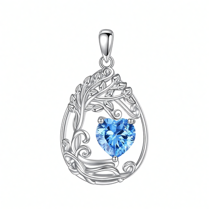925 Silver Gold Plated Gemstone Tree Life Pendant Necklace