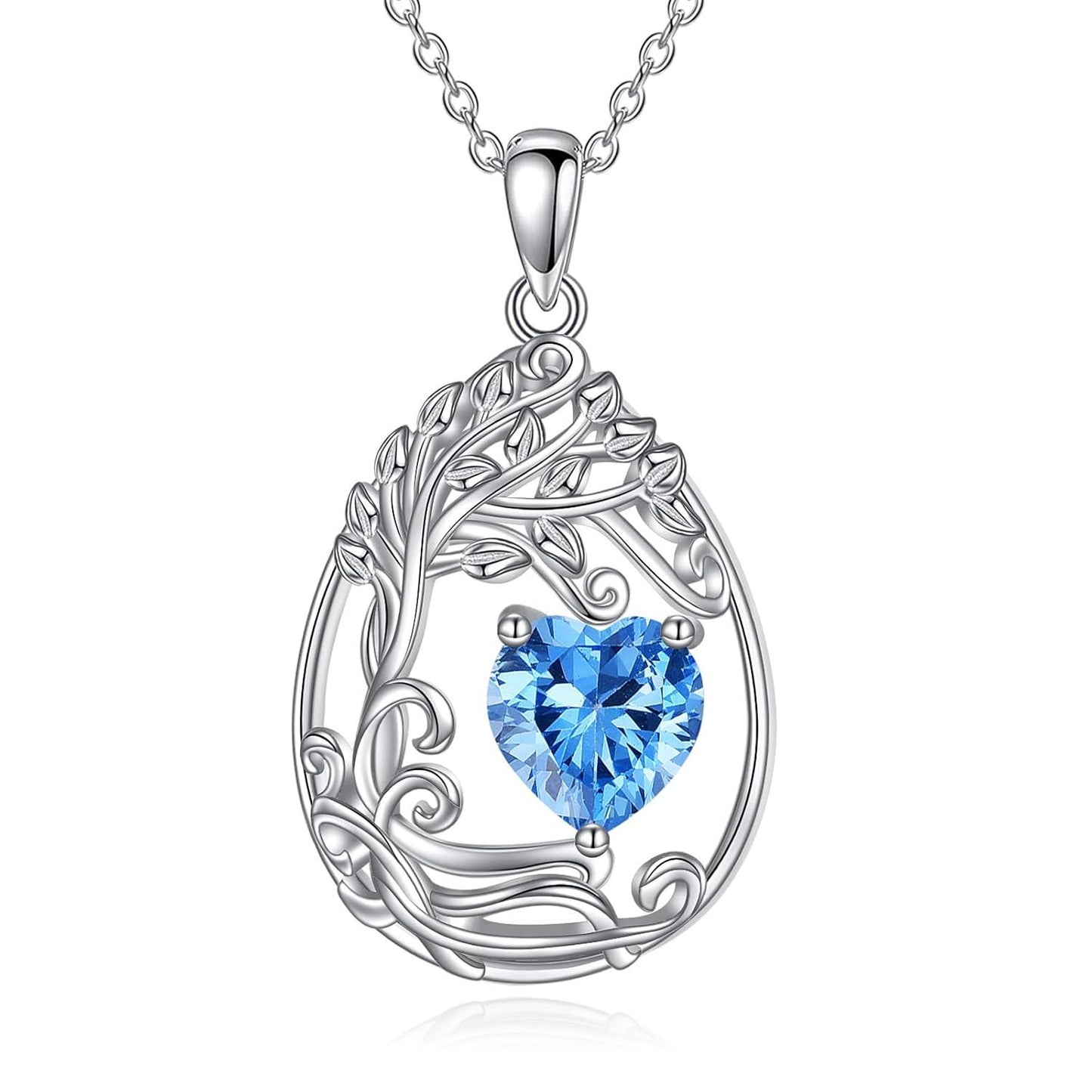 925 Silver Gold Plated Gemstone Tree Life Pendant Necklace