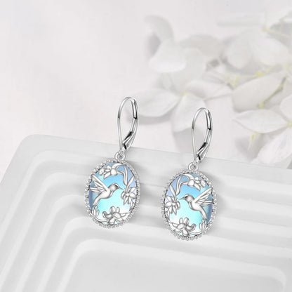 Gold Plated 925 Silver Onyx Hummingbird Drop Earrings