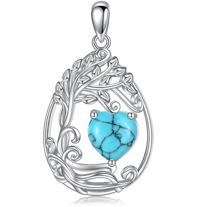 925 Silver Gold Plated Gemstone Tree Life Pendant Necklace