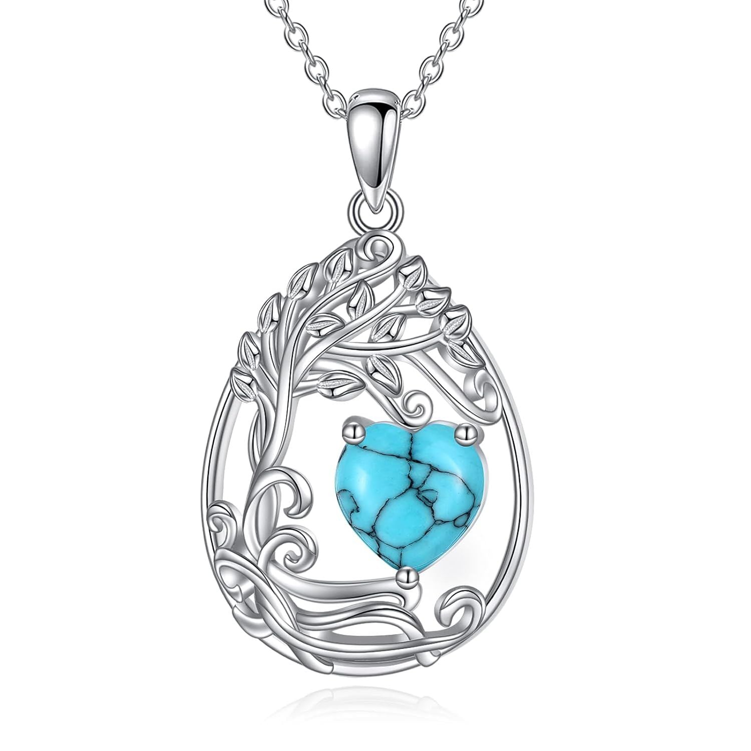 925 Silver Gold Plated Gemstone Tree Life Pendant Necklace
