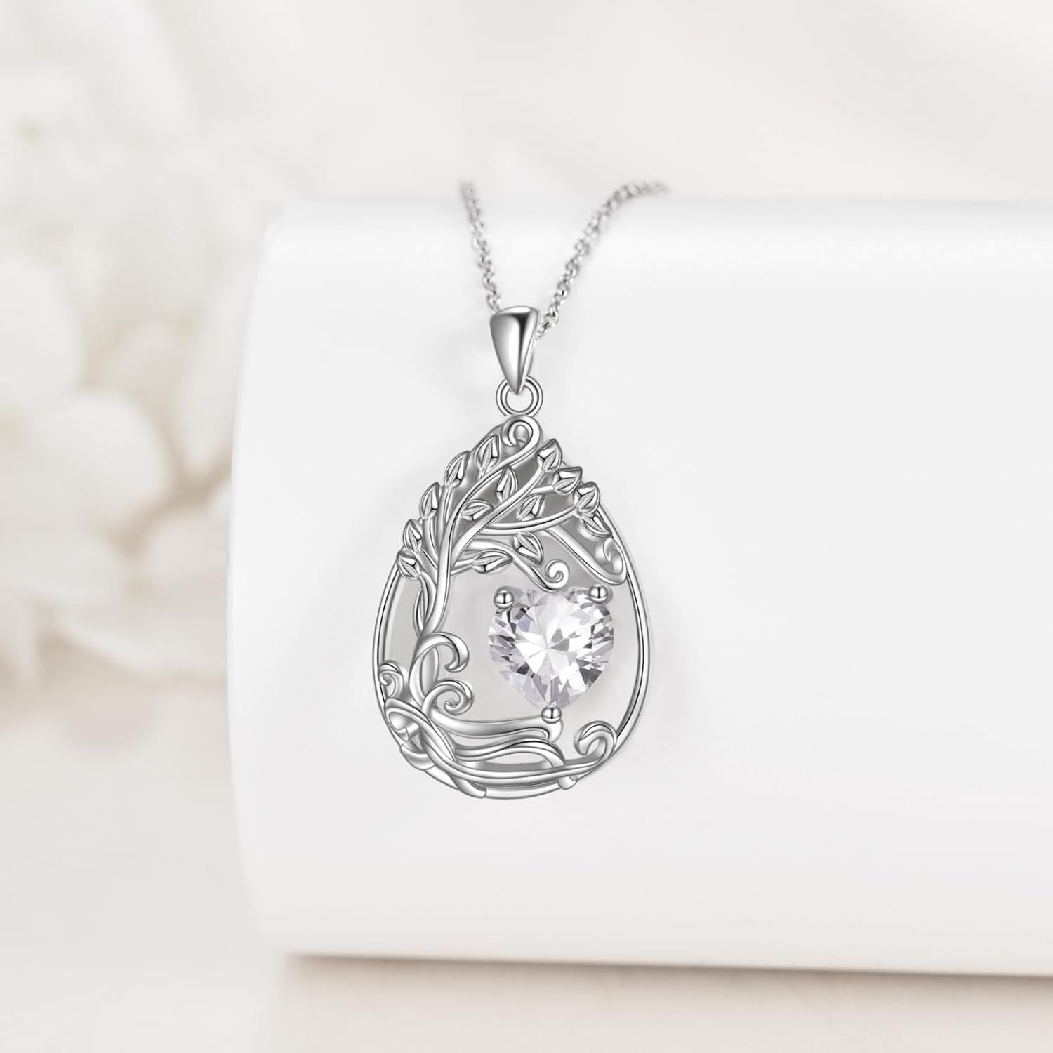 925 Silver Gold Plated Gemstone Tree Life Pendant Necklace