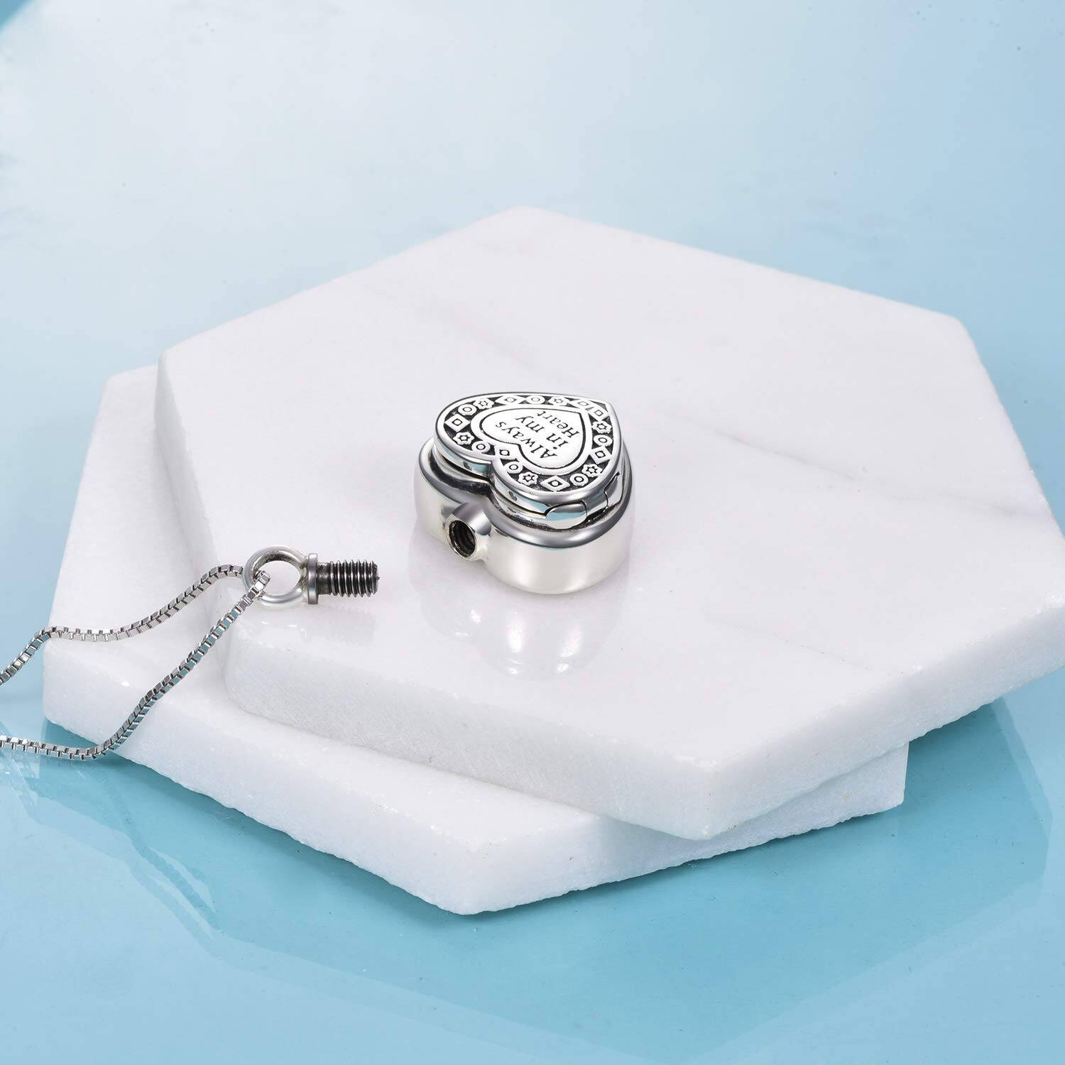925 Silver Heart Memorial Photo Holder Pendant Necklace