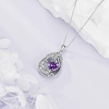 925 Silver Gold Plated Gemstone Tree Life Pendant Necklace