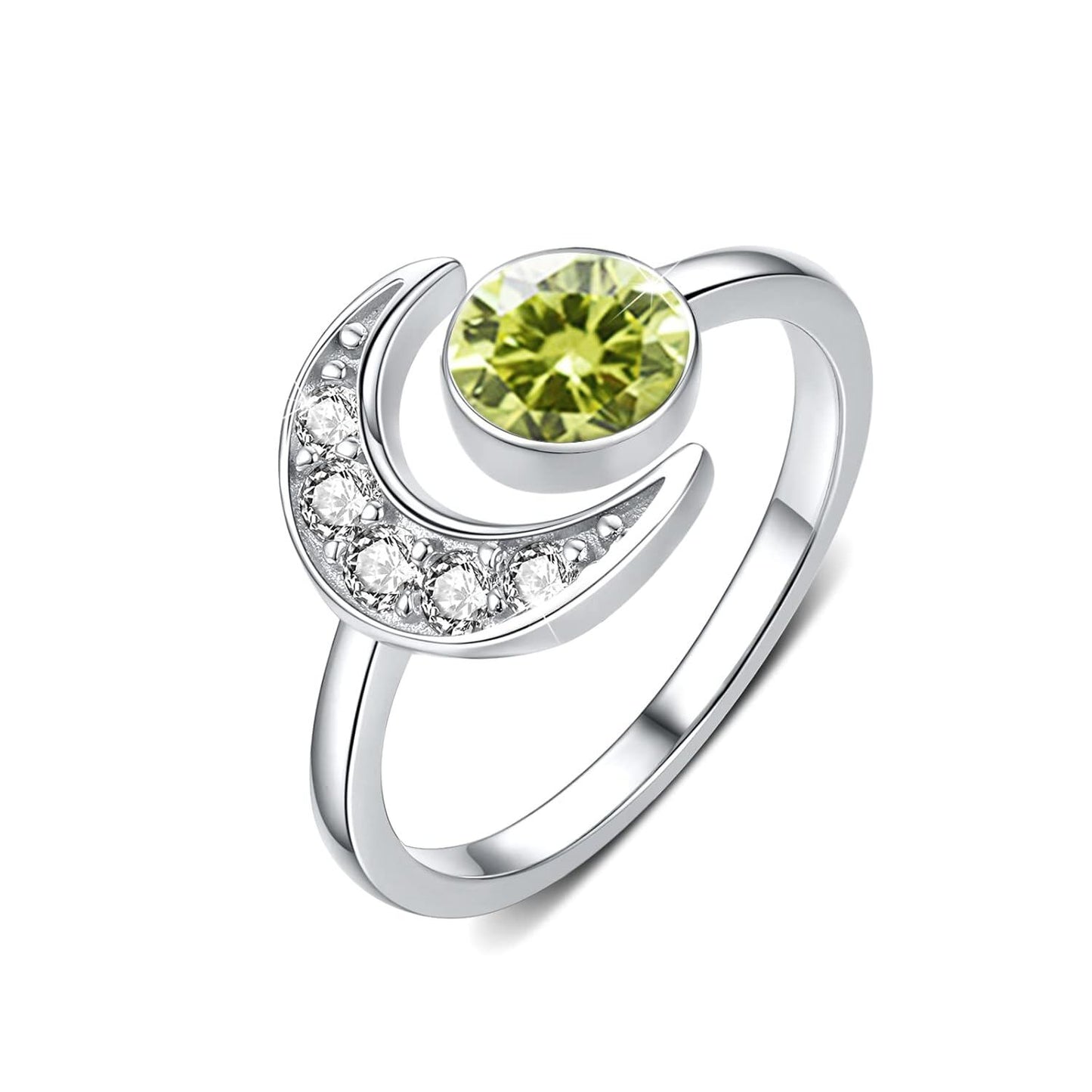 925 Silver Moonstone Birthstone Adjustable Open Ring Women