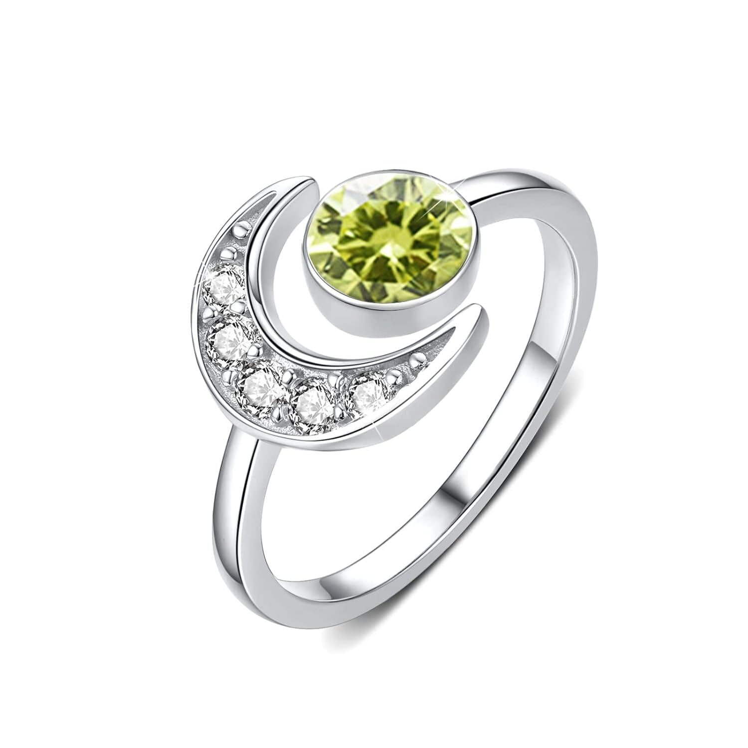 925 Silver Moonstone Birthstone Adjustable Open Ring Women