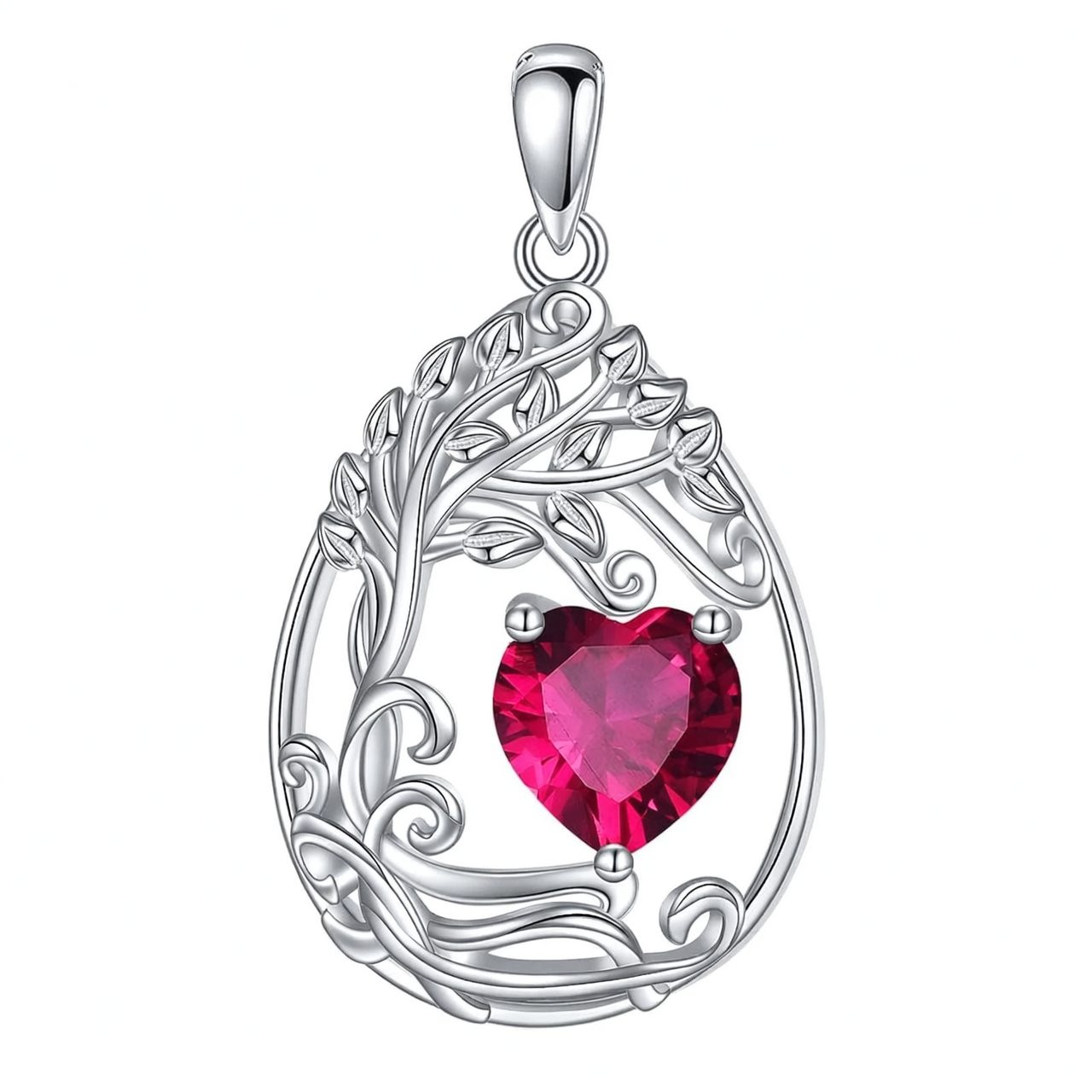 925 Silver Gold Plated Gemstone Tree Life Pendant Necklace