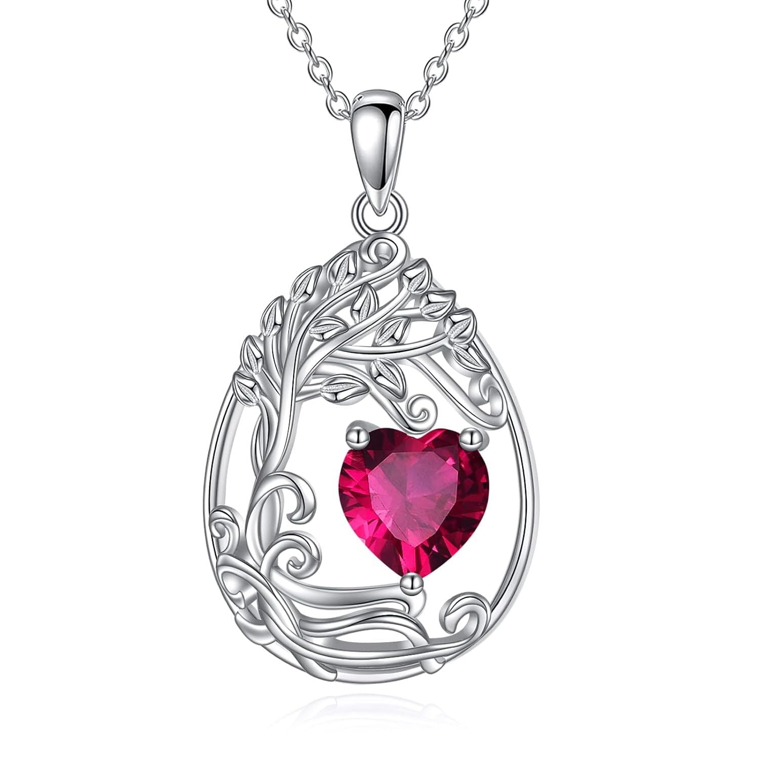 925 Silver Gold Plated Gemstone Tree Life Pendant Necklace