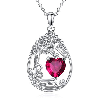 925 Silver Gold Plated Gemstone Tree Life Pendant Necklace