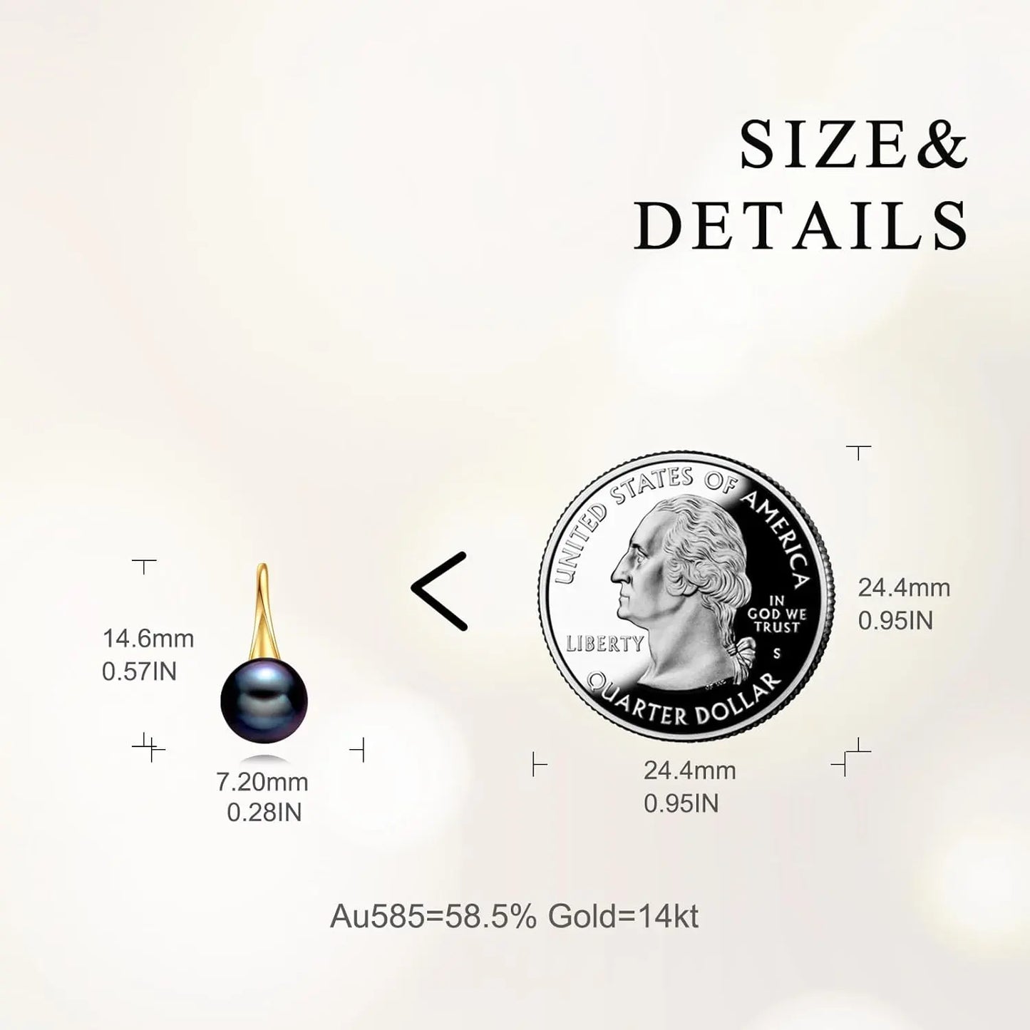 14K Gold White Freshwater Pearl Drop Earrings with Diamonds