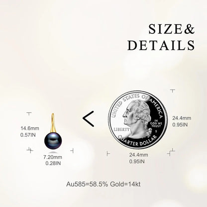 14K Gold White Freshwater Pearl Drop Earrings with Diamonds