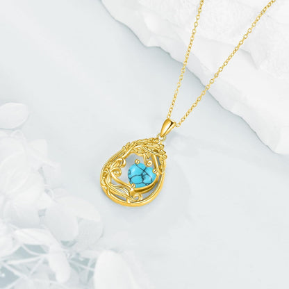 925 Silver Gold Plated Gemstone Tree Life Pendant Necklace