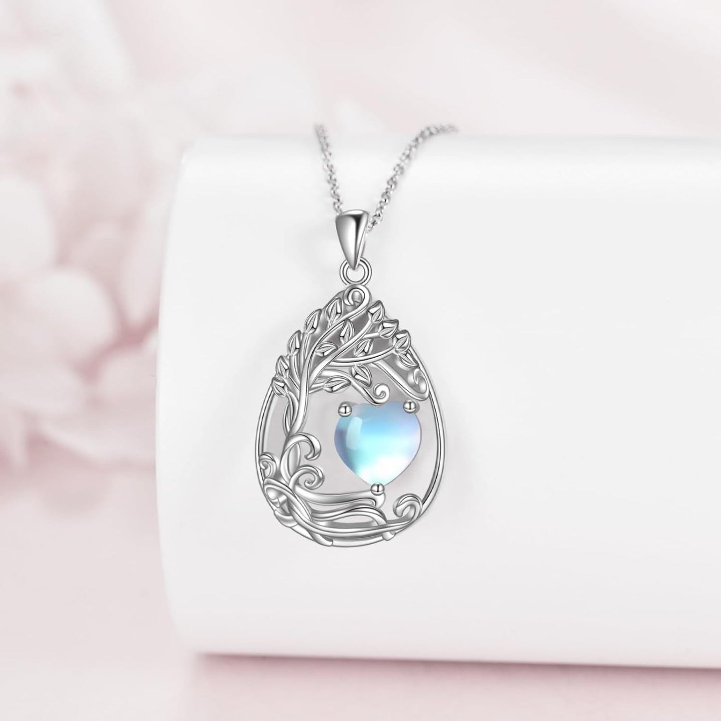925 Silver Gold Plated Gemstone Tree Life Pendant Necklace