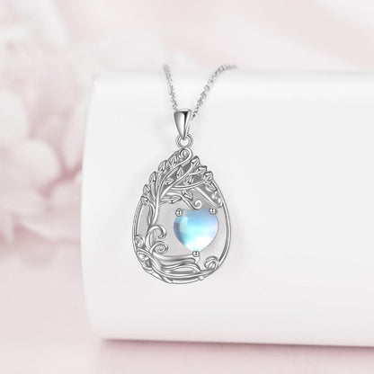 925 Silver Gold Plated Gemstone Tree Life Pendant Necklace