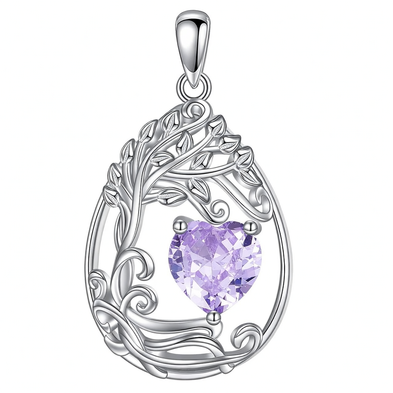 925 Silver Gold Plated Gemstone Tree Life Pendant Necklace