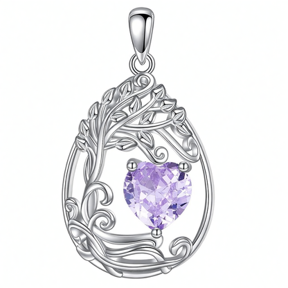 925 Silver Gold Plated Gemstone Tree Life Pendant Necklace