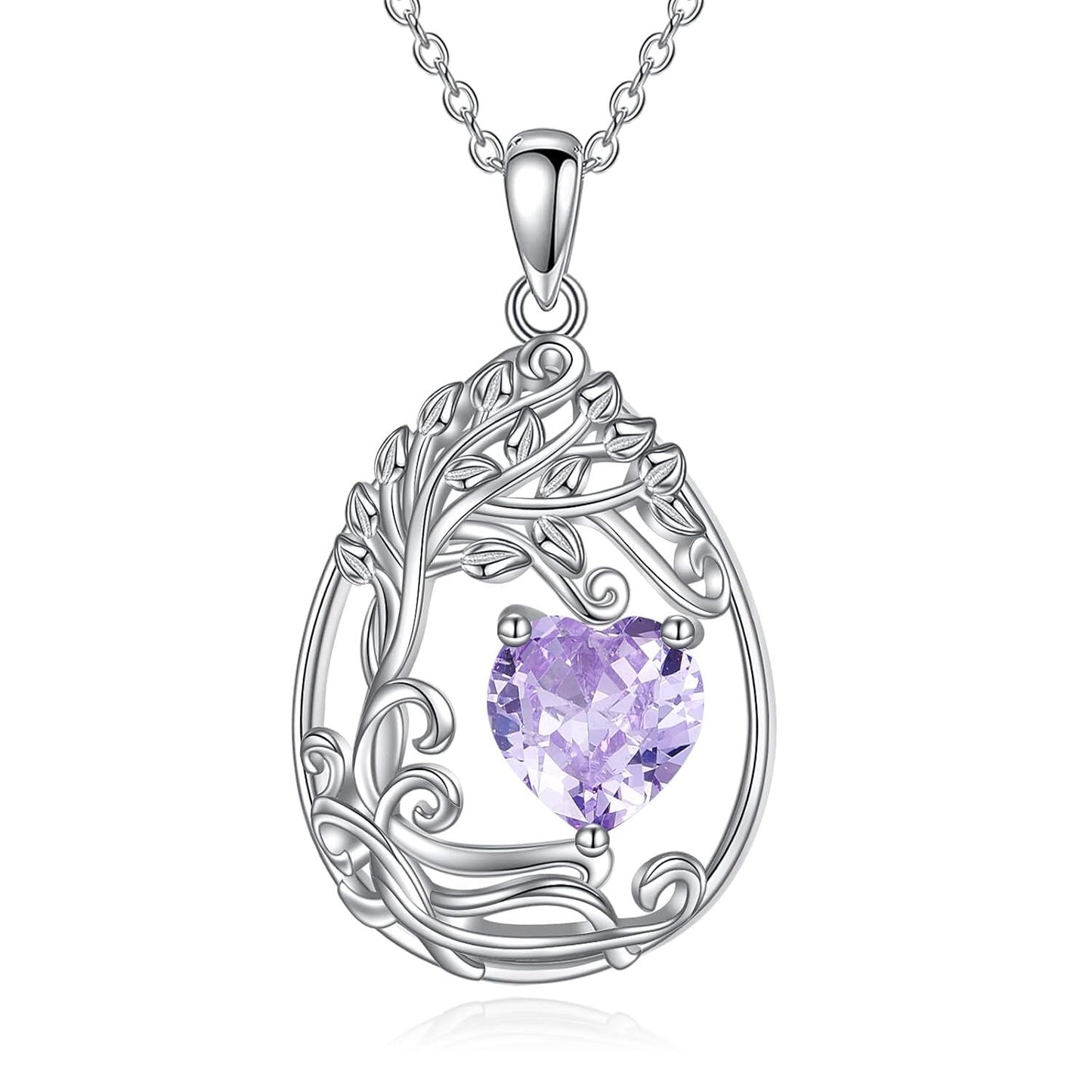925 Silver Gold Plated Gemstone Tree Life Pendant Necklace