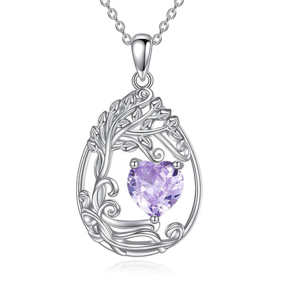 925 Silver Gold Plated Gemstone Tree Life Pendant Necklace