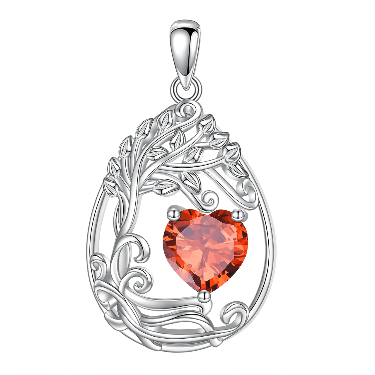 925 Silver Gold Plated Gemstone Tree Life Pendant Necklace