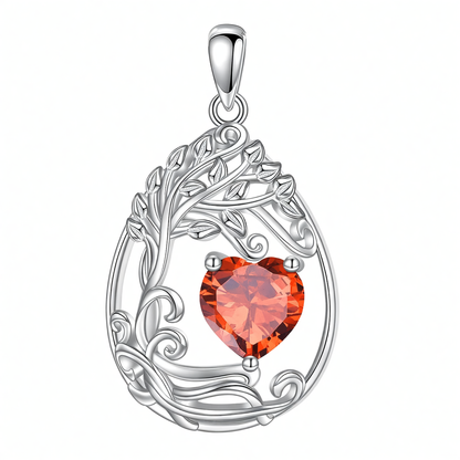 925 Silver Gold Plated Gemstone Tree Life Pendant Necklace
